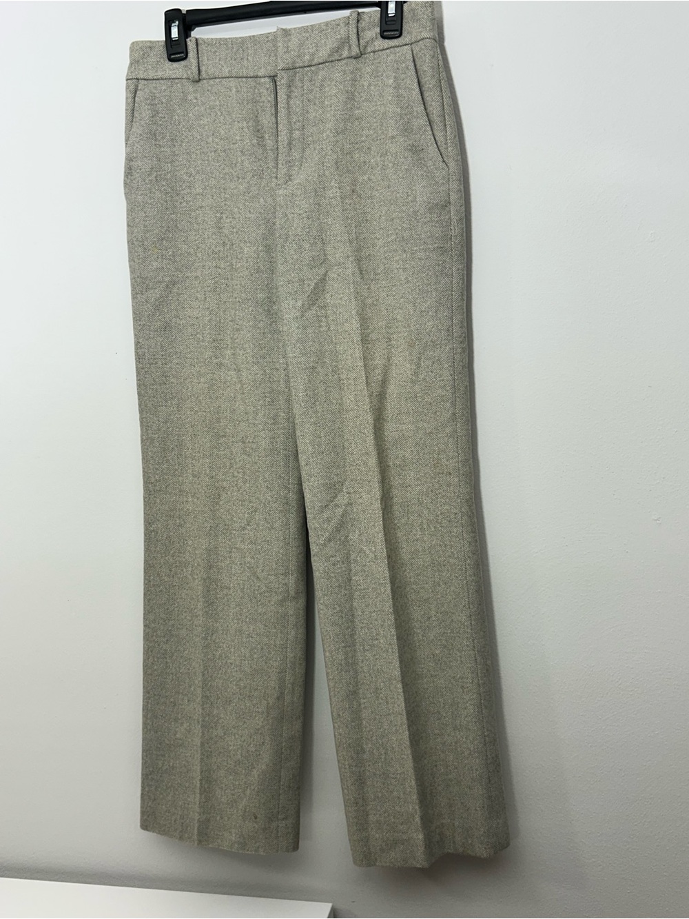 Lauren Ralph Lauren Women's Wide-Leg Lined Wool Blend Trousers Grey Tan Size 4